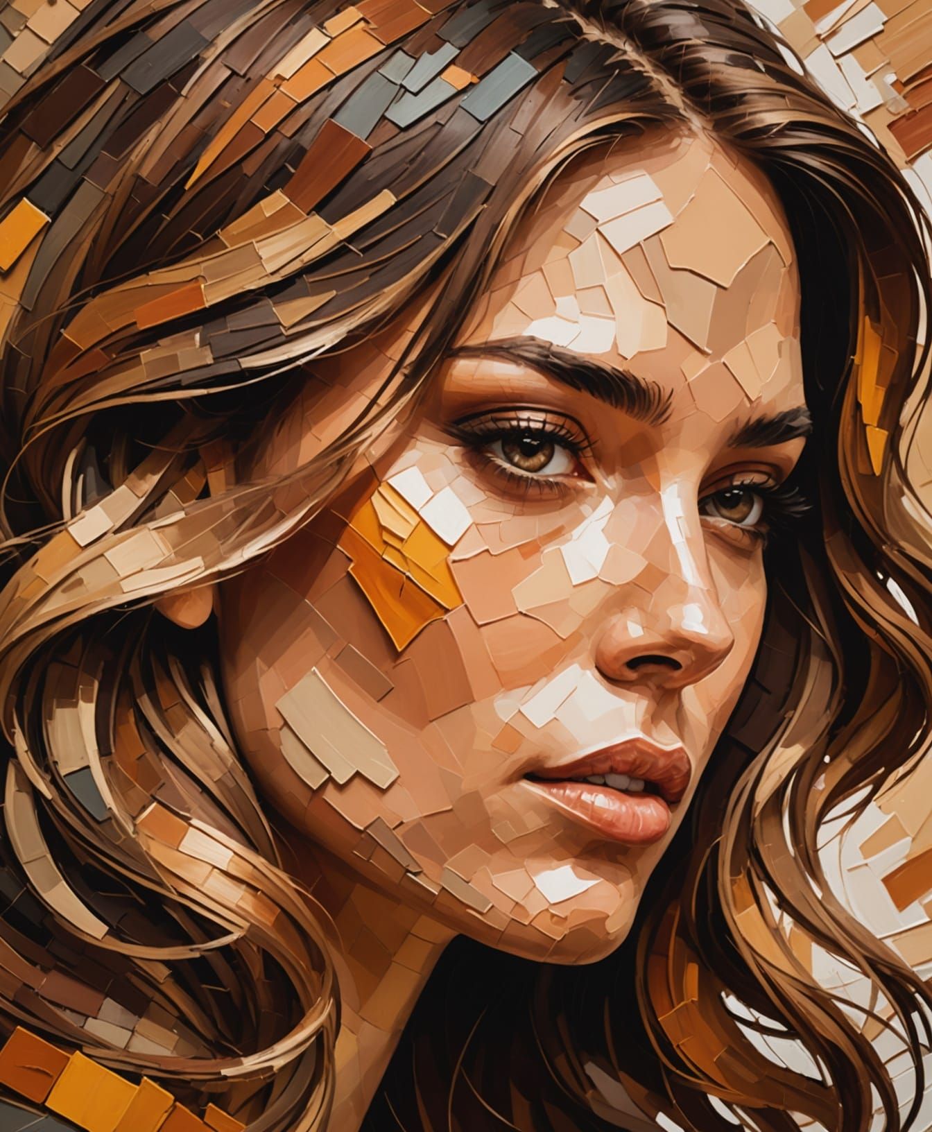 Woman's Impasto Portrait in Earth Tones