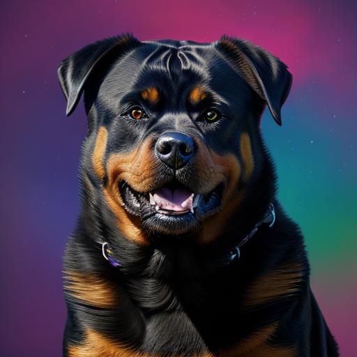 Happy Rottweiler Portrait with Sparkling Background