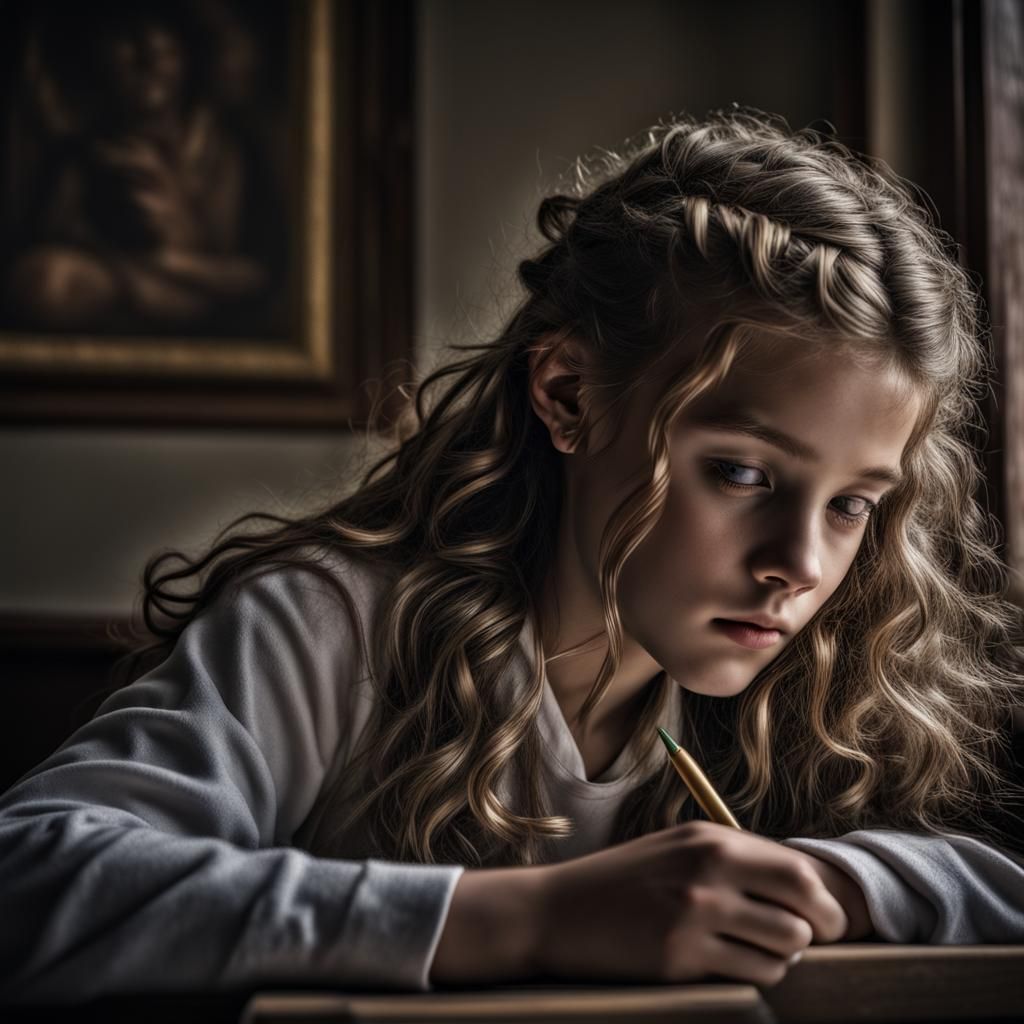 Hyperrealistic Image of a Brown-Haired Girl Waking Up