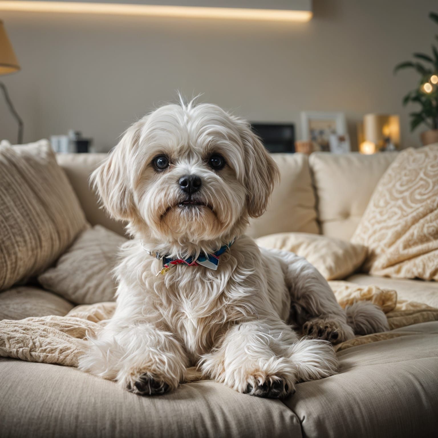 Candid Indoor Photo of Maltese Dog