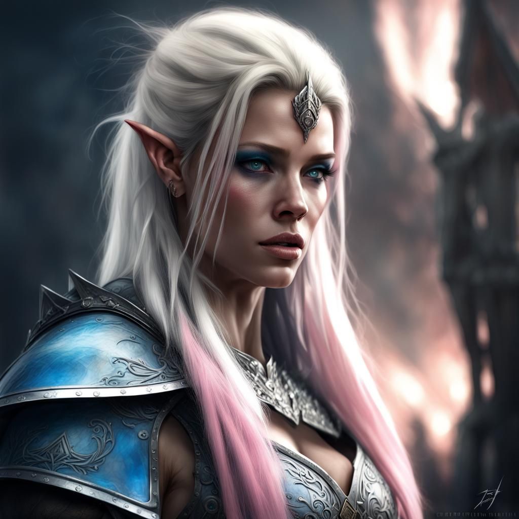 Elf Warrior Princess in Charcoal Sketch Style