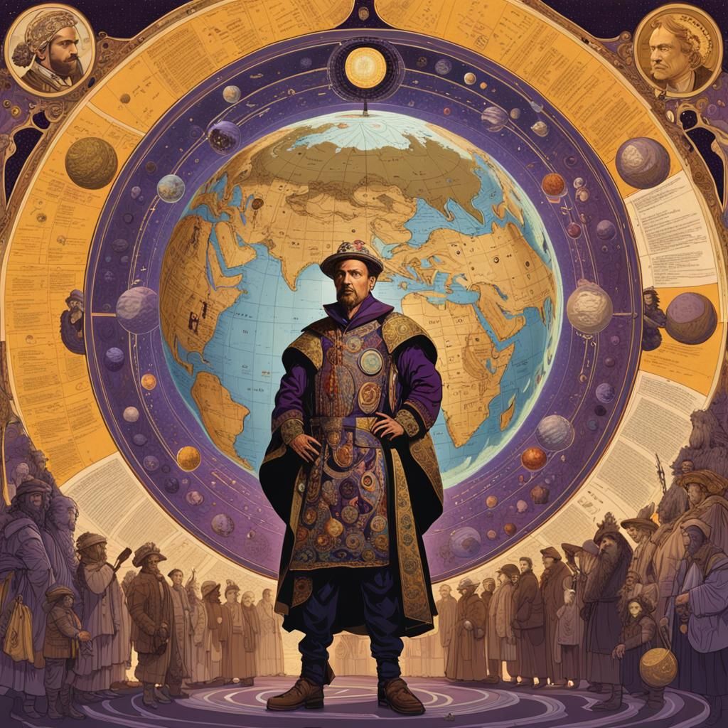 Man on Map in Graphic Novel Style