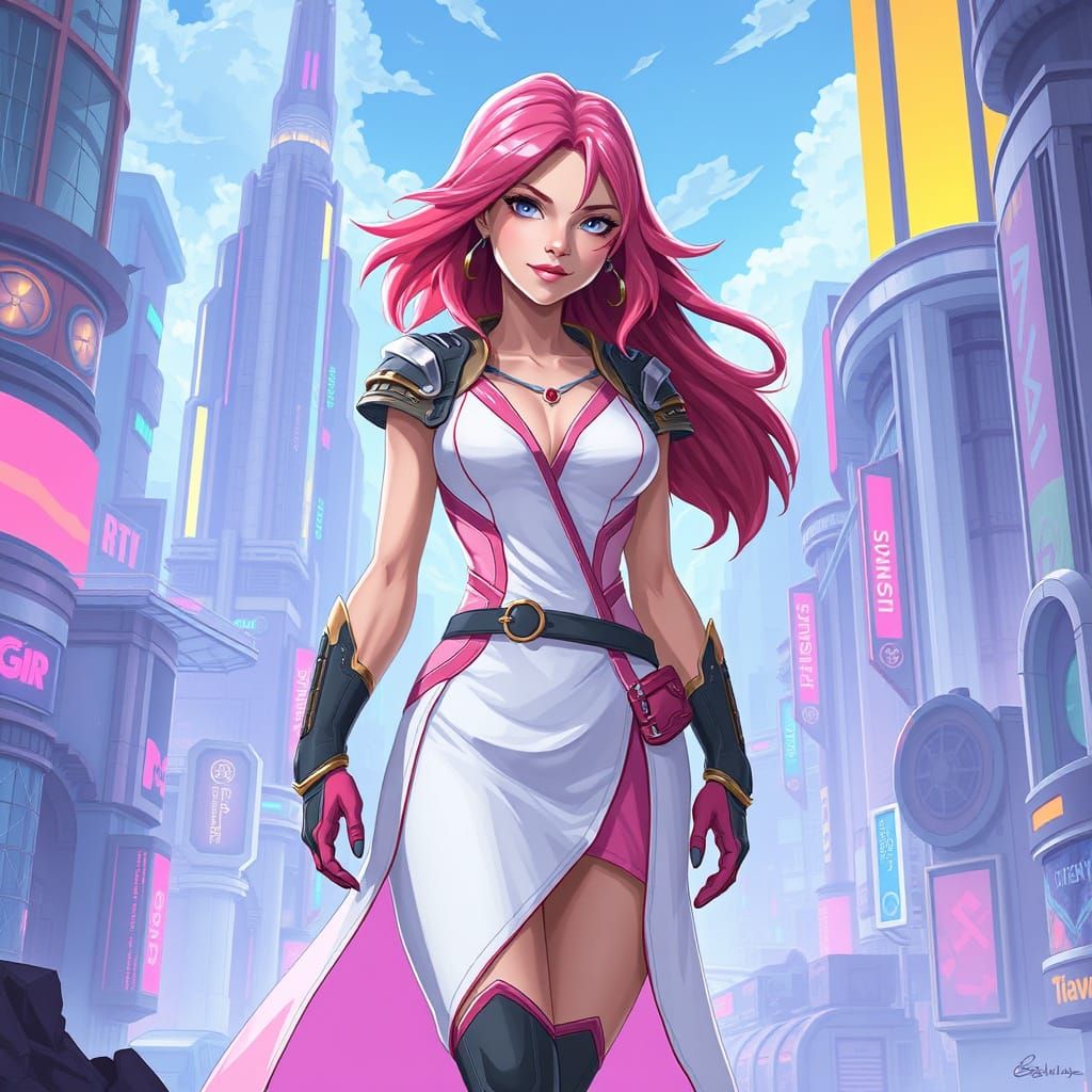 Gwen Tennyson in Futuristic Cityscape Art