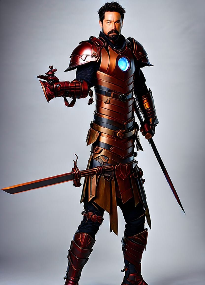 Steampunk Iron Man Armor with Longsword