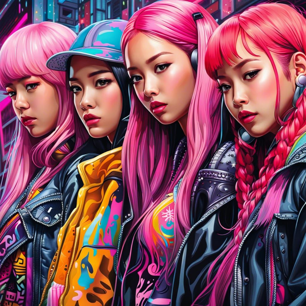 Blackpink Singers as Cinematic Graffiti Art