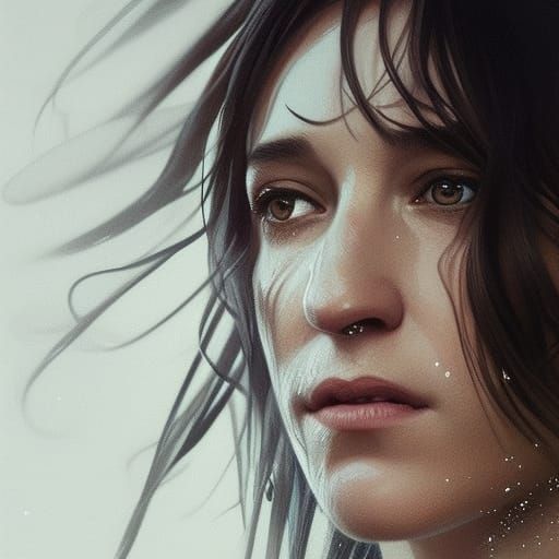 Charlotte Gainsbourg Portrait in Art Nouveau Style