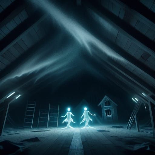 Eerie Ghosts Playing in a Surreal Playground