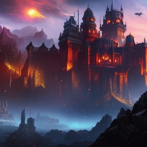 Epic Battle for Castle Greyskull in Digital Painting Style