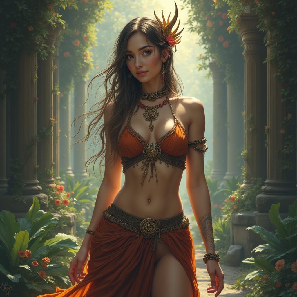 Detailed Portrait of a Priestess in Realistic Style