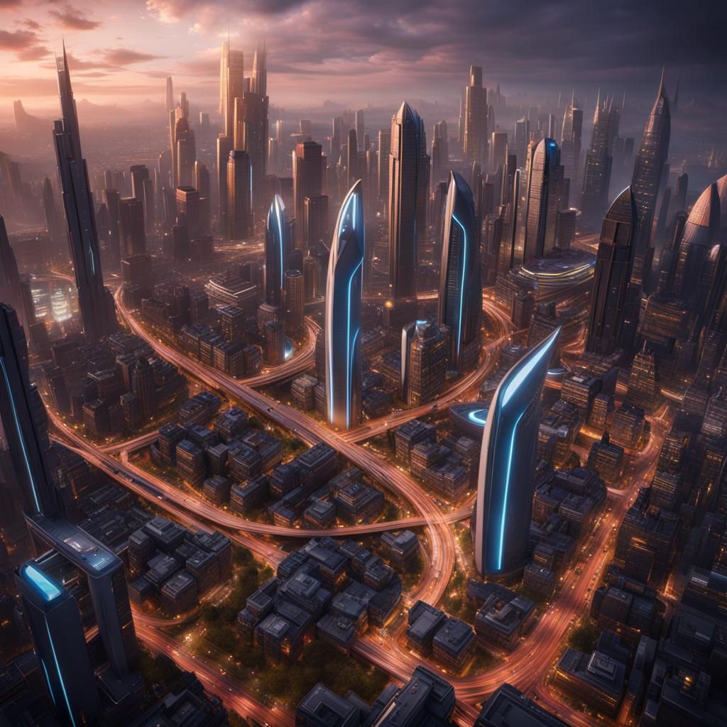 Futuristic Cityscape with Advanced Technology
