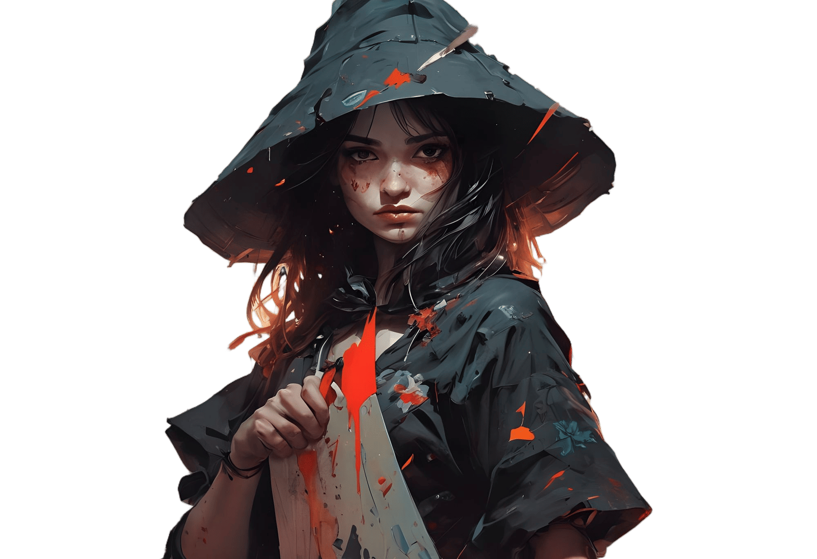 Ethereal Woman in Death Costume, Digital Painting