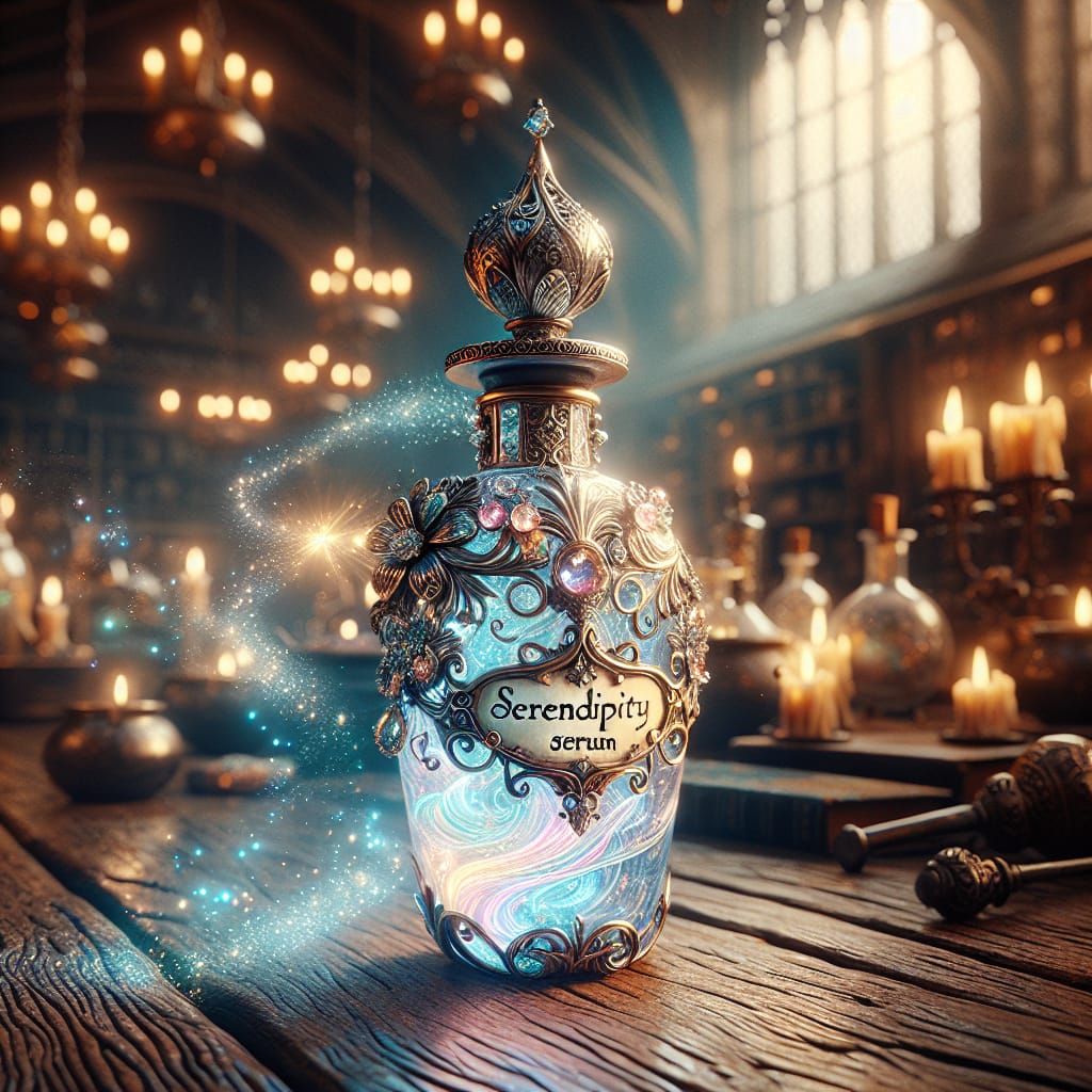 Whimsical Glass Bottle of Serendipity