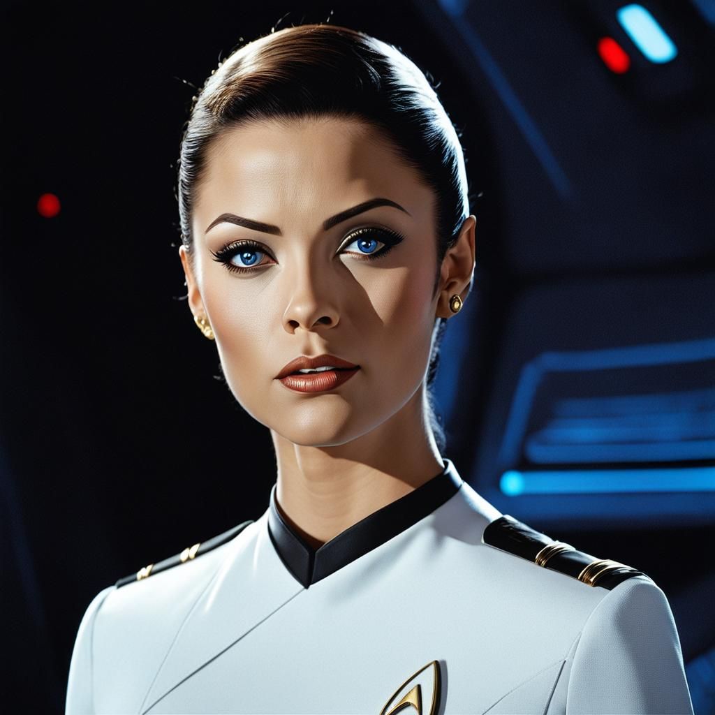 Elegant Vulcan Woman in Star Trek Uniform