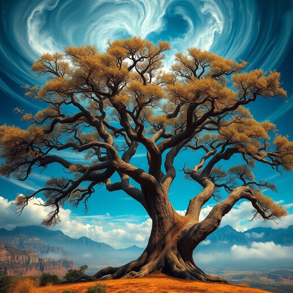 Gnarled Acacia Tree with Mystic Aura