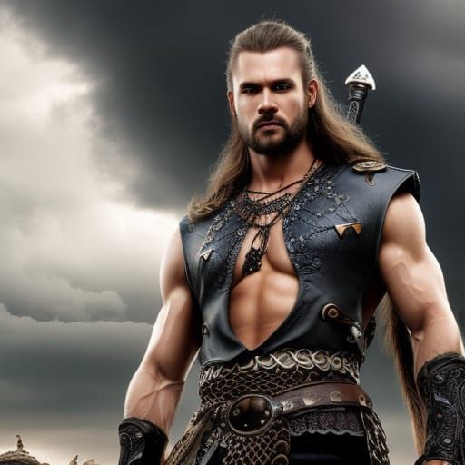 Viking Warrior with Sword in Luis Royo Style