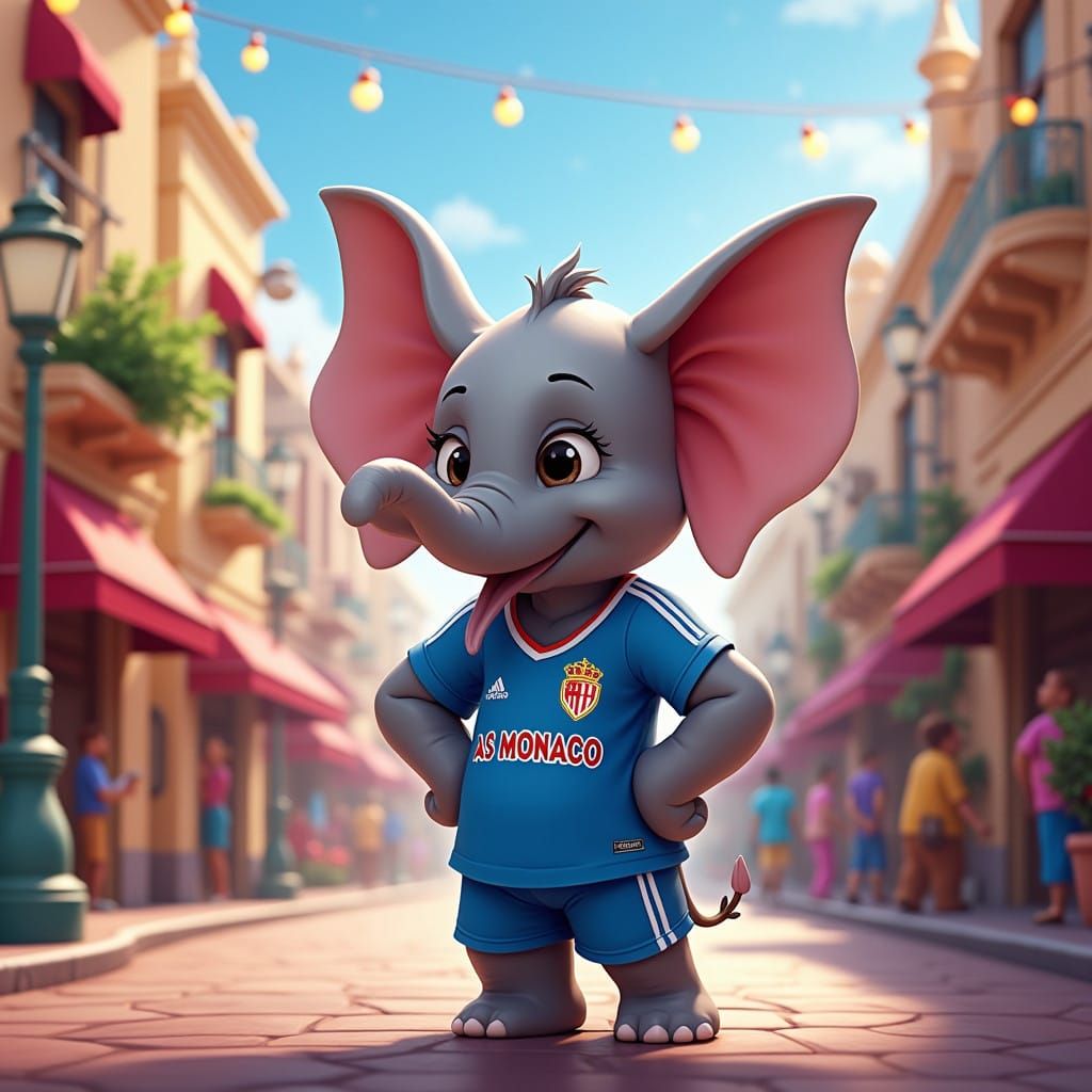 Disney-Inspired Scene with Booba the Elephant in AS Monaco J...