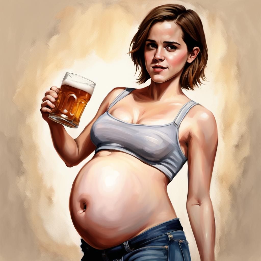 Hyperrealistic Image of a Woman with Distended Belly