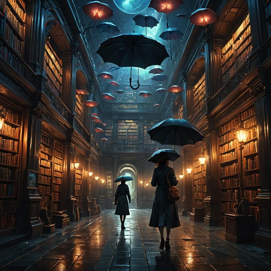 Alien Cityscape: Woman with Umbrella, Digital Matte Painting