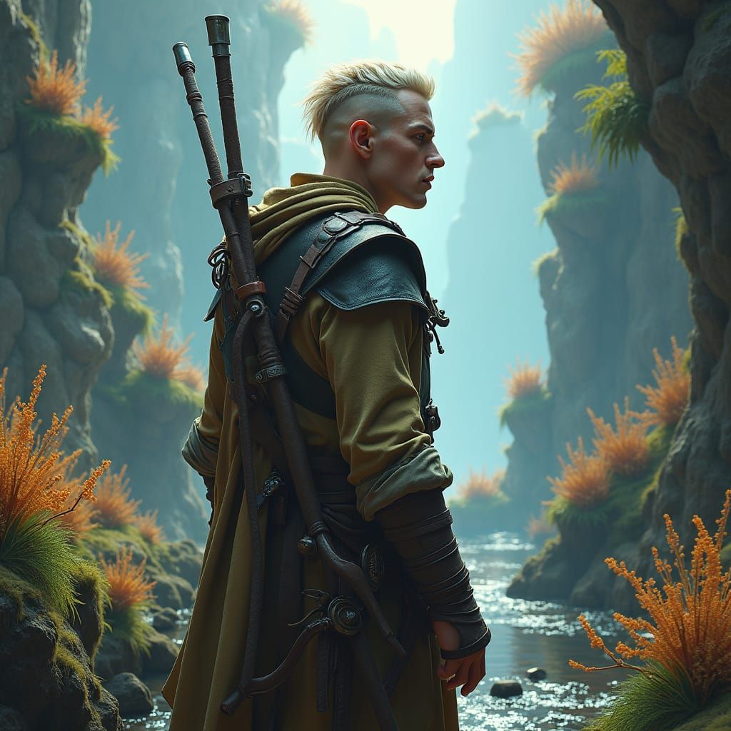 Elven Ranger in Mystical Realm, Matte Painting