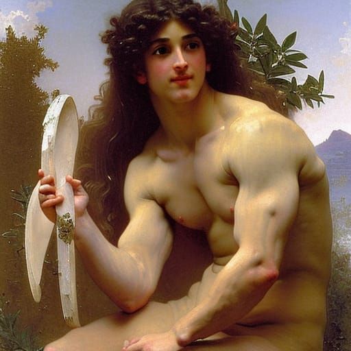 Classical Depiction of Eros in Oil Painting