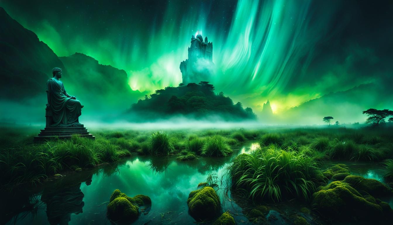 Magical Swampland at Night: A Dramatic Digital Painting