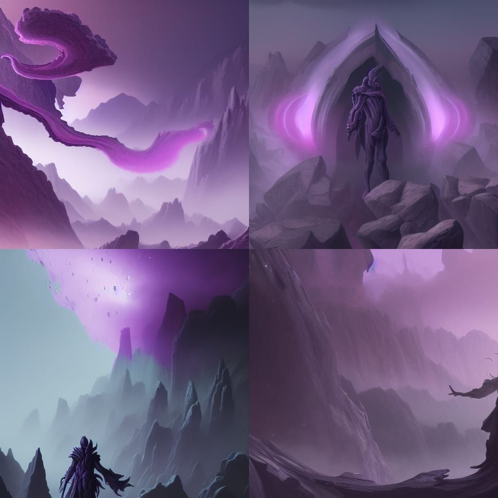 Stone Humanoid Silhouette with Purple Aura