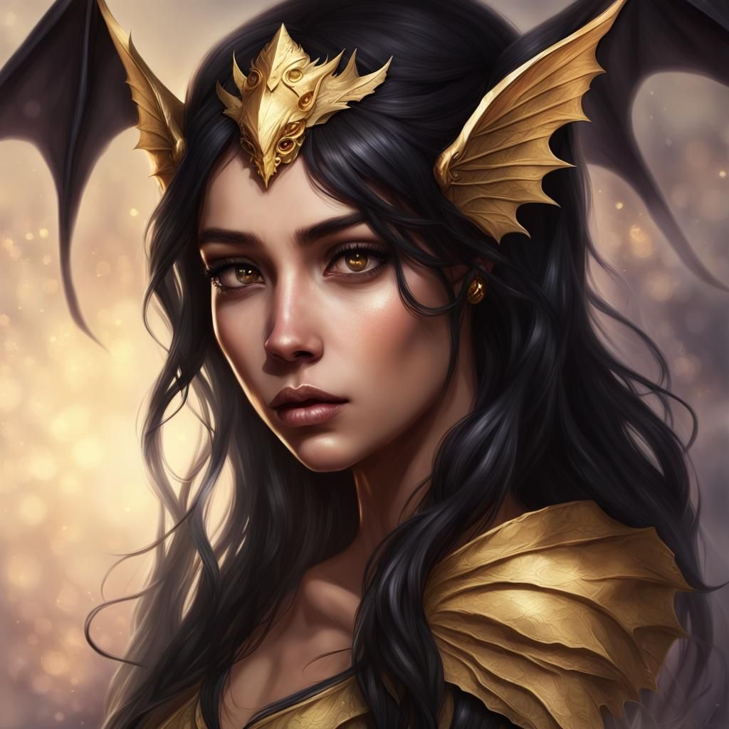 Ethereal Fantasy Portrait of High Fae with Bat Wings