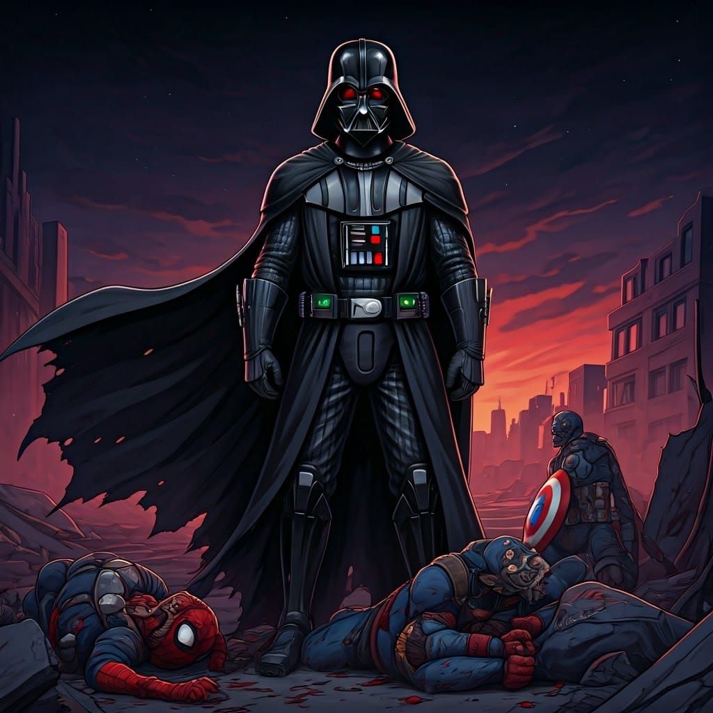 Darth Vader vs. Zombie Marvel Heroes, Anime Style