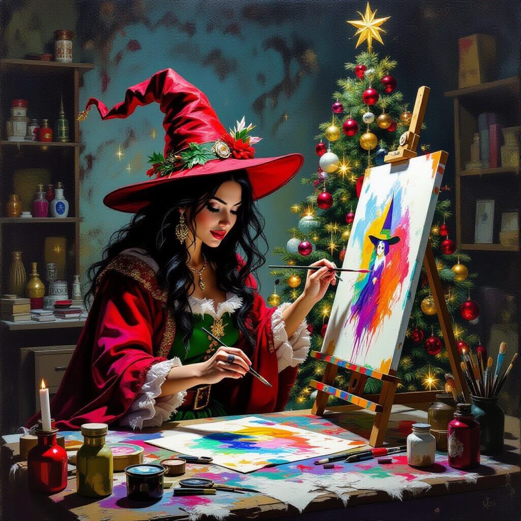 Surreal Witch Paints & Casts Spells in Christmas Crypt Studi...
