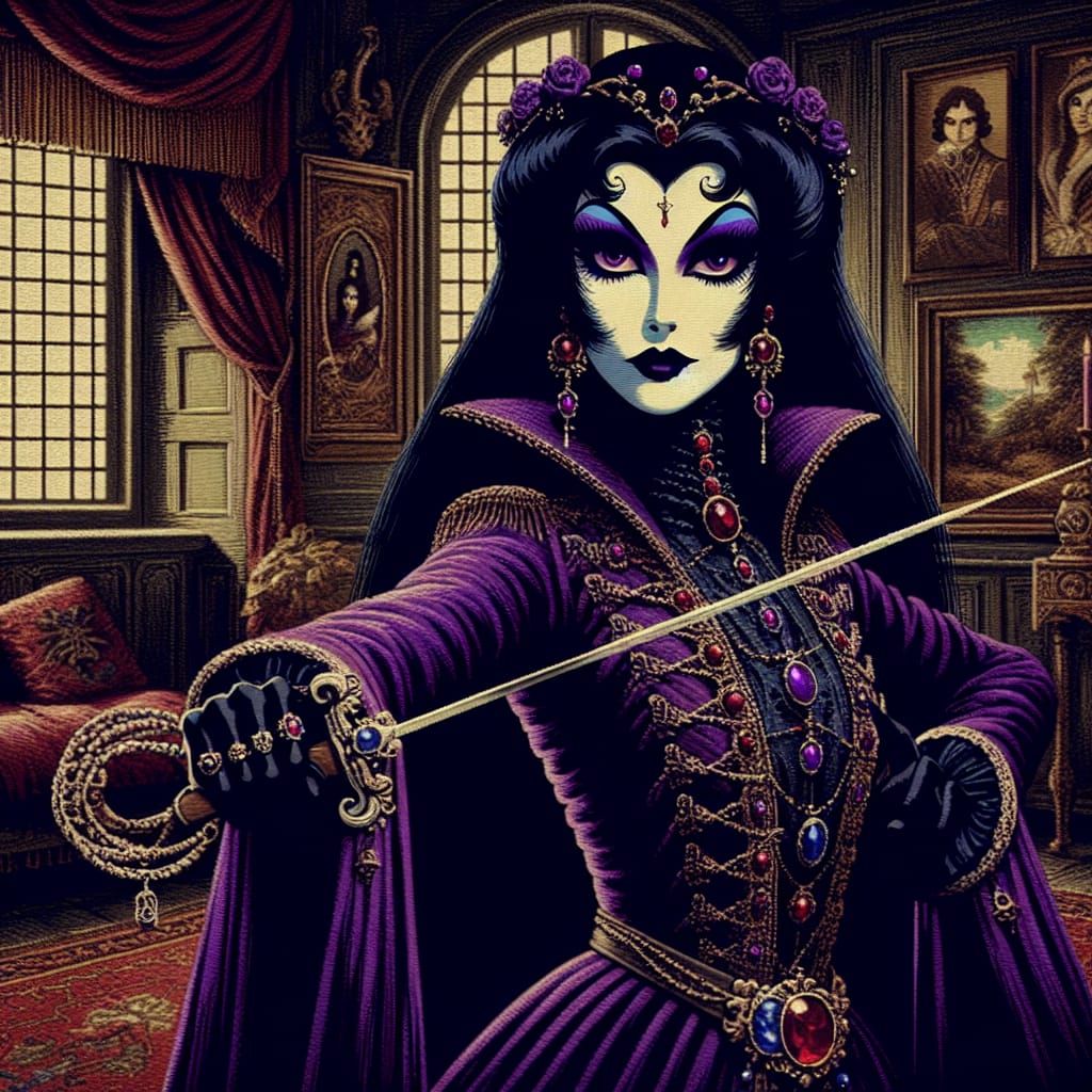 Ethereal Sorceress Embarks on a Duel in Rich, Dark Fantasy