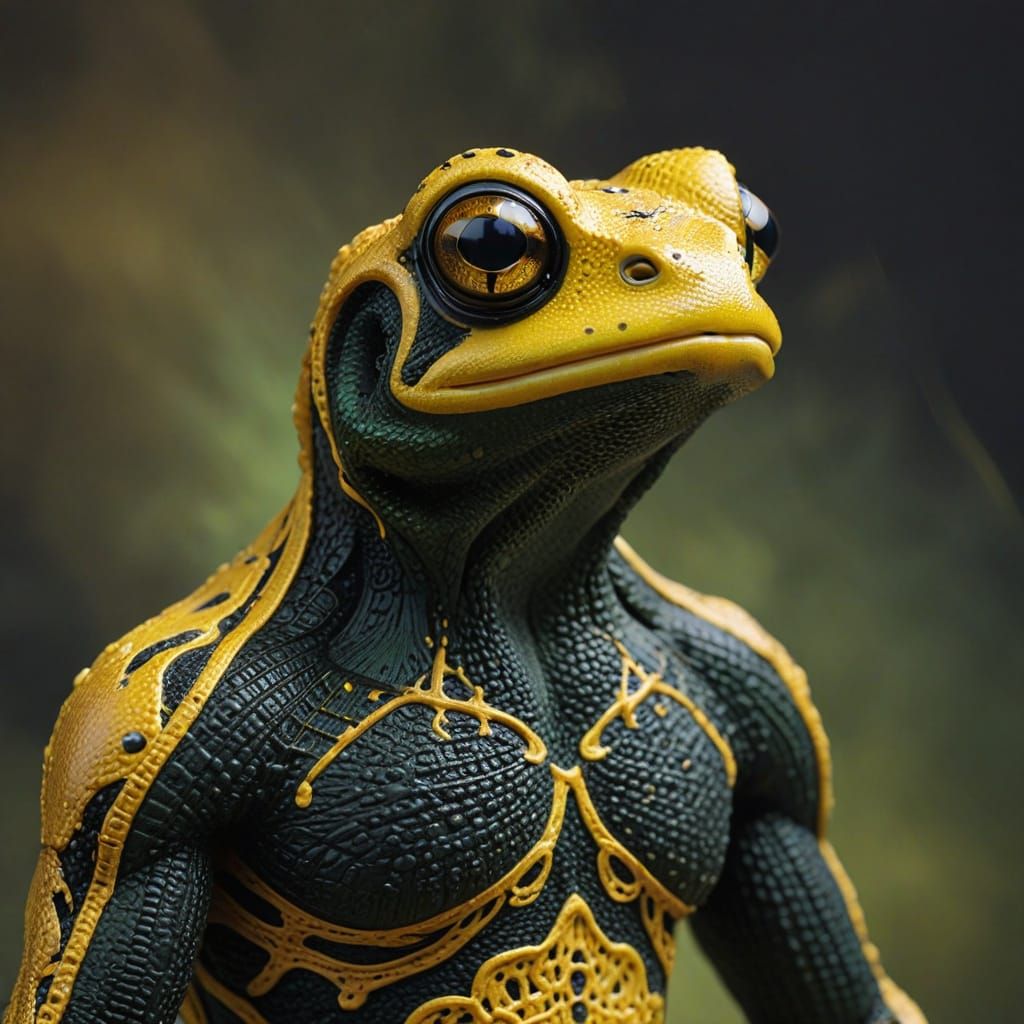 Stylized Frog in Knitted Jumper with Yellow Spots