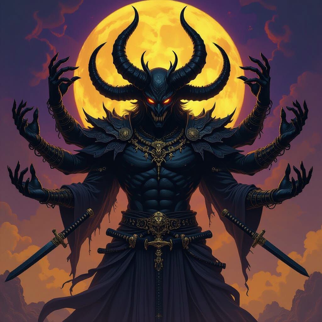 Colossal World Eater with Six Arms and Katanas