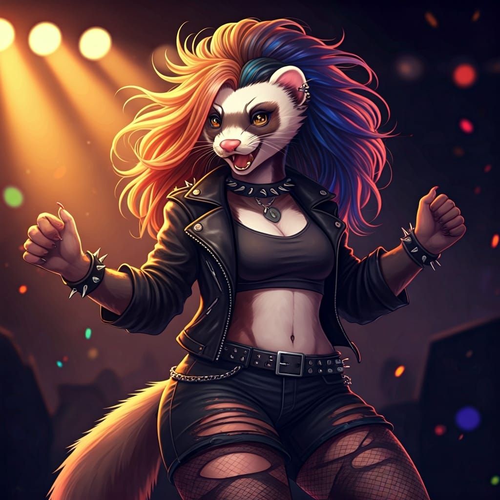 Energetic Manga Ferret Dances in Concert