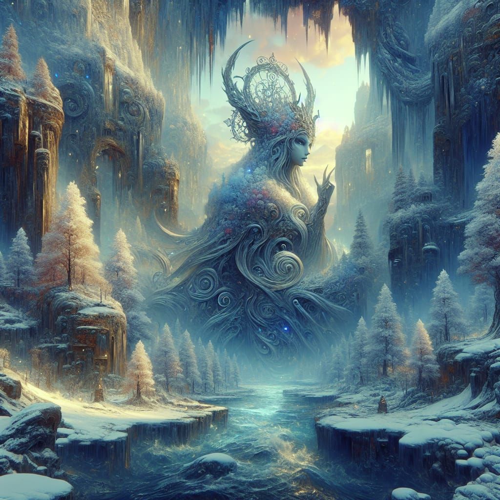 Goddess Holle of Winter: Fantasy Concept Art
