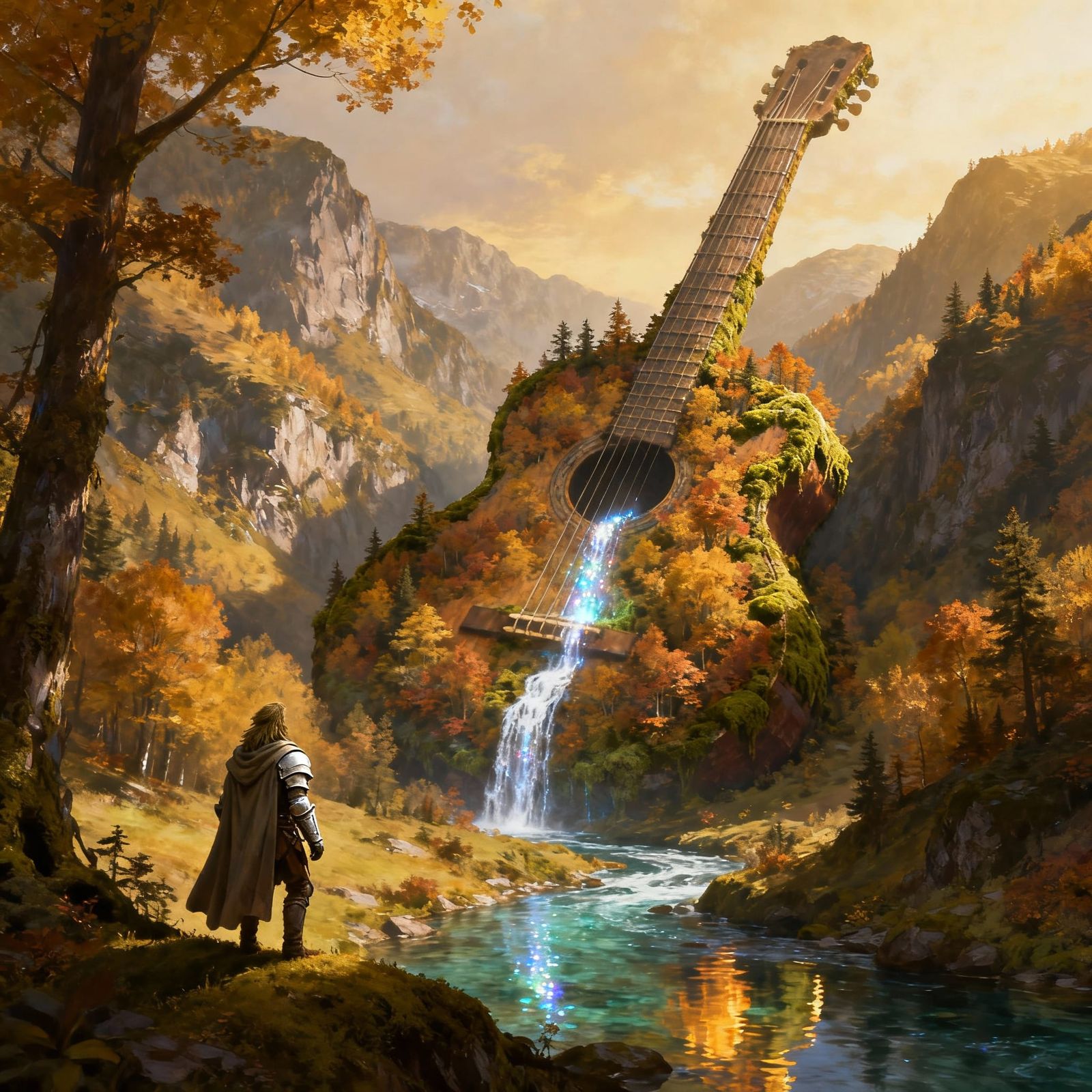 Giant Guitar Mountain Valley in Autumn Forest