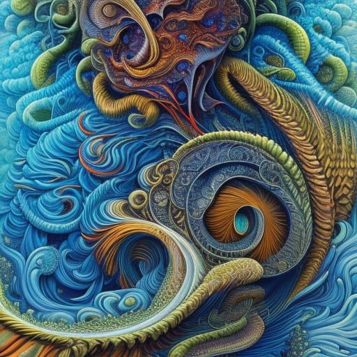 Elemental Forces: A Hyperdetailed Maximalist Painting