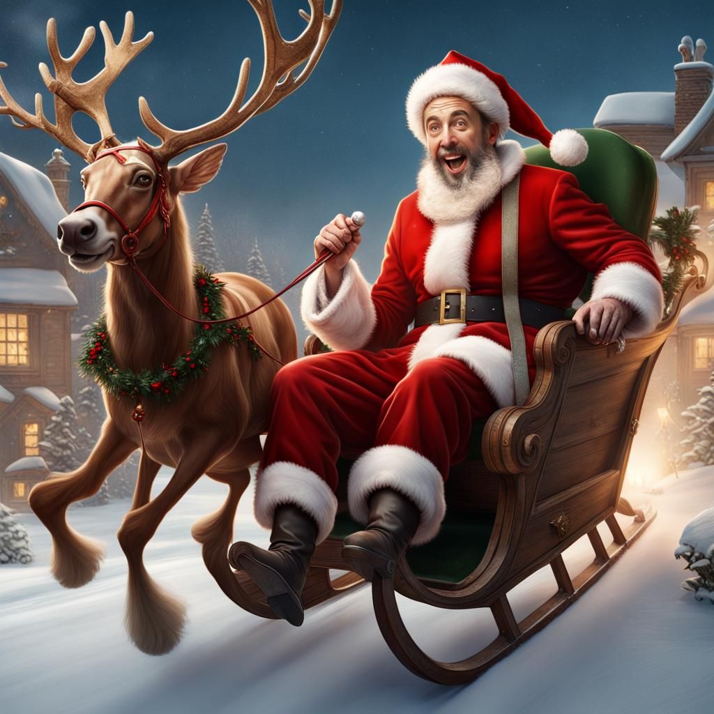 Nicolas Cage as Santa in Rockwell Style