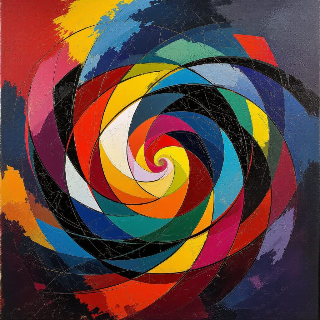 Abstract Expressionist Color Explosion with Dynamic Lines