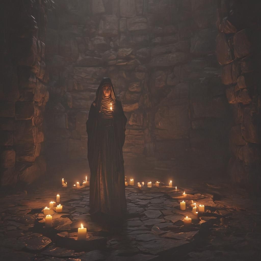 Mystical Candlelit Ritual in Dark Fantasy Art