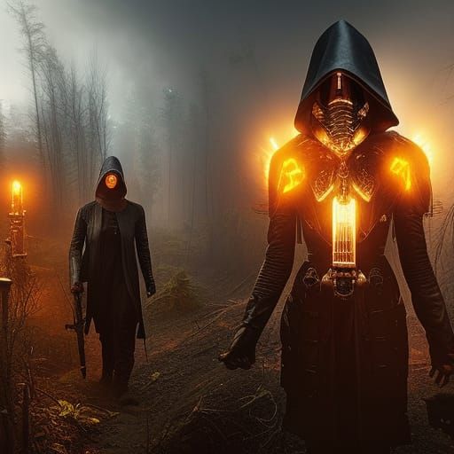 Dystopian Clockpunk Cyborg in Dark Academia Style