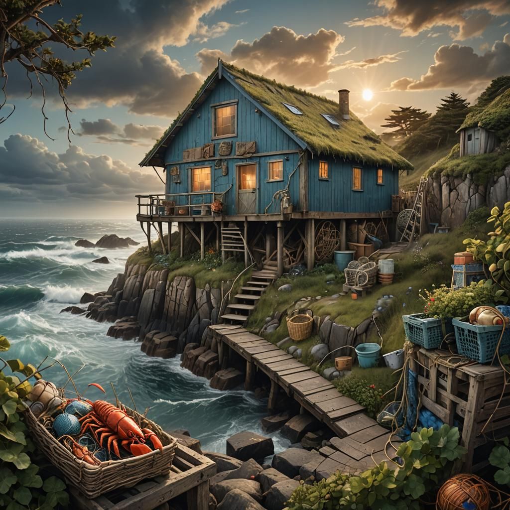 Fisherman's Hut on Rugged Coastline