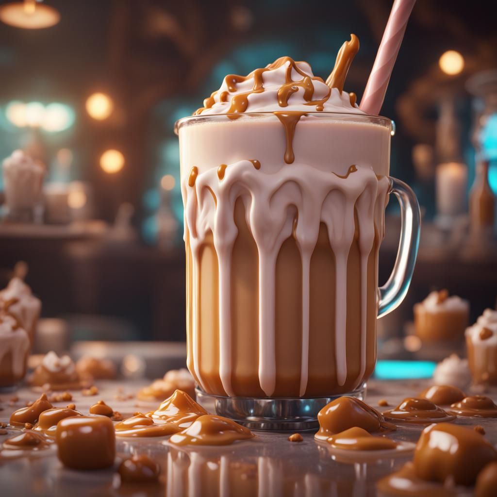 Delicious Caramel Milkshake Fantasy Concept Art