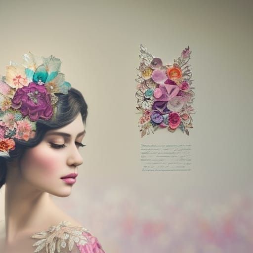 Beautiful Flower Queen in Mixed Media Encaustic Style