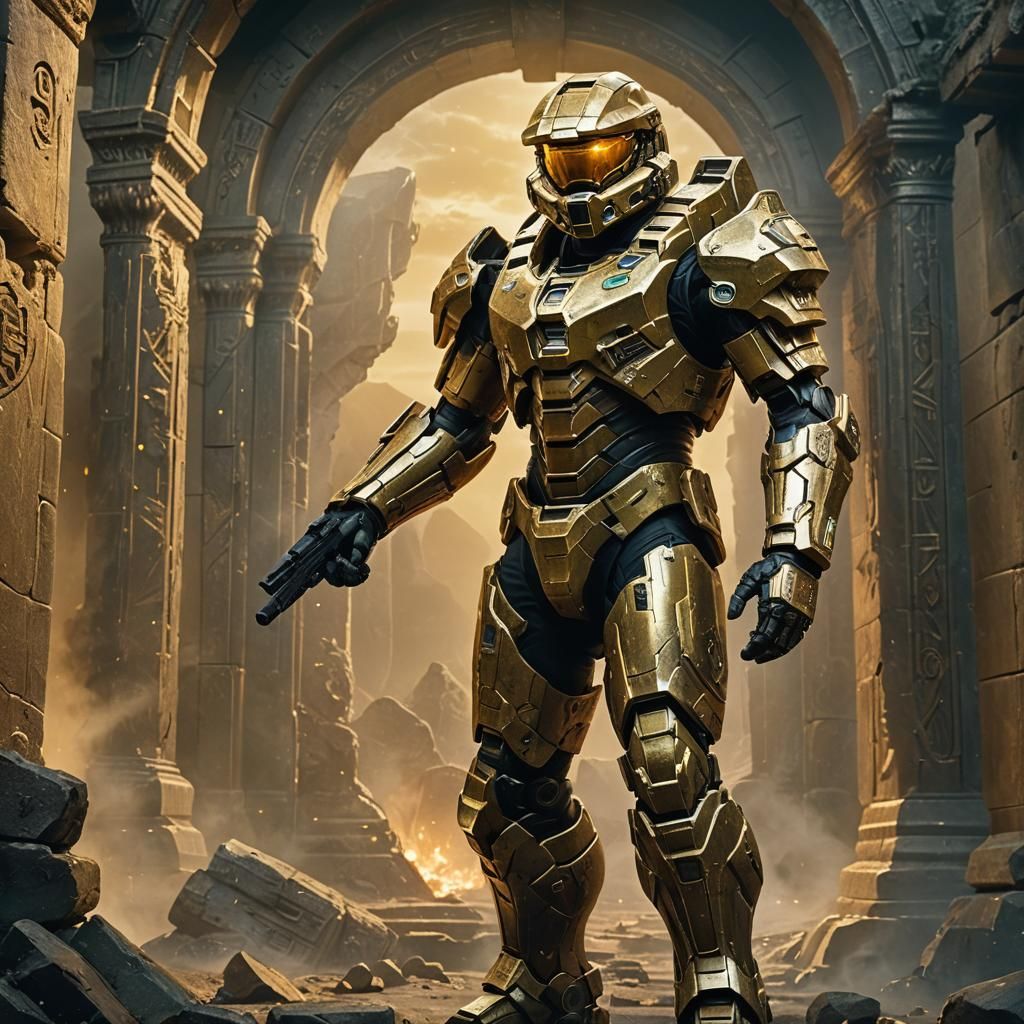 Gold Master Chief in Ancient Ruins