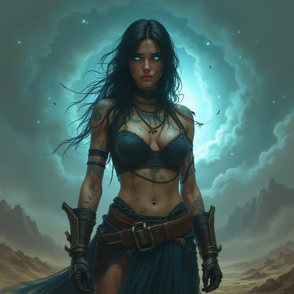 Post-Apocalyptic Warrior with Glowing Tattoos