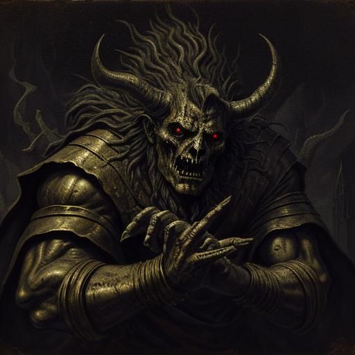 Epic God vs Devil Battle in Dark Fantasy Style