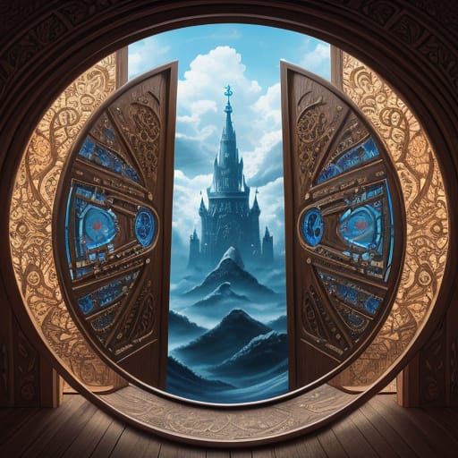 Mystical Door on Hourglass in Digital Art