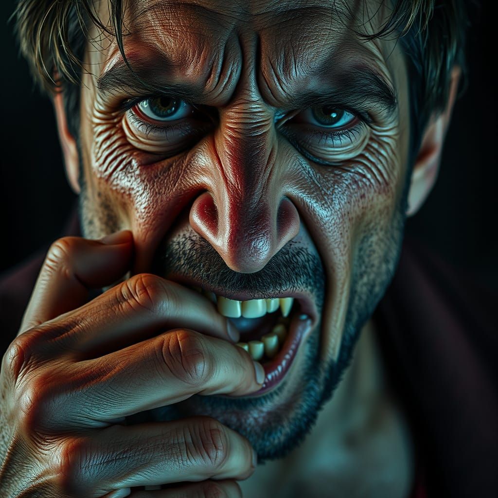 Man Tormented by Cherished Fear, Hyperrealistic