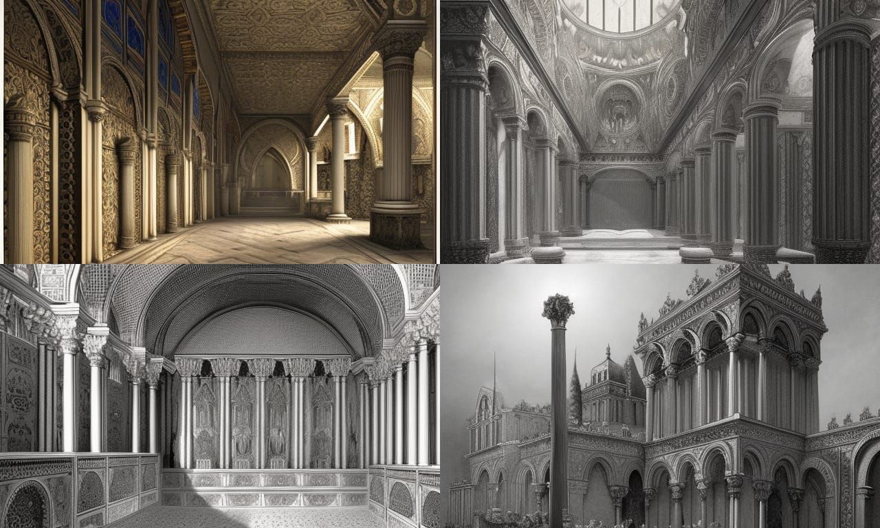 Byzantine Fantasy Palace in Gustave Dore Style