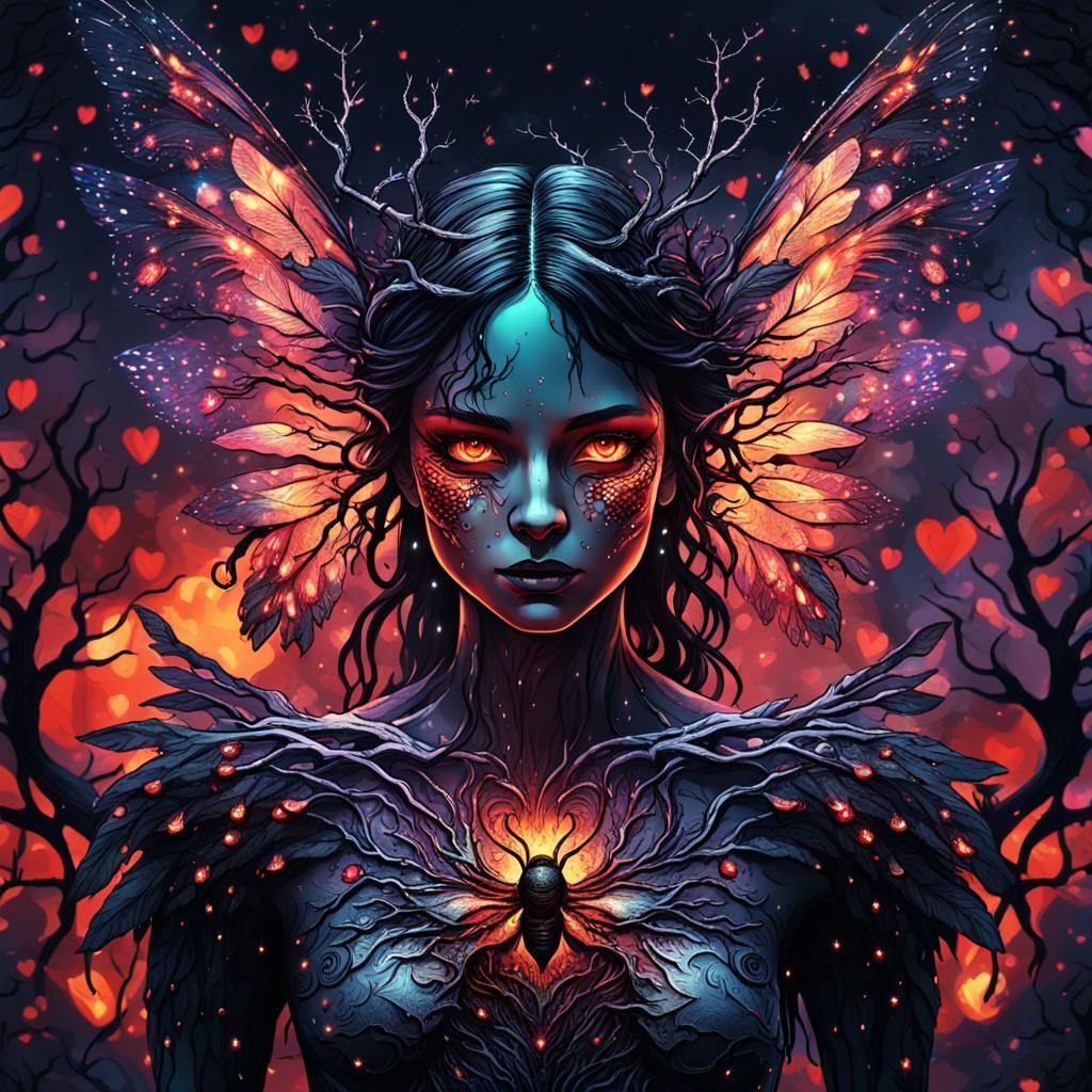 Fiery Fairy with Lighting Wings and Eyes